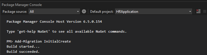 Add-Migration InitialCreate in Project Manager Console