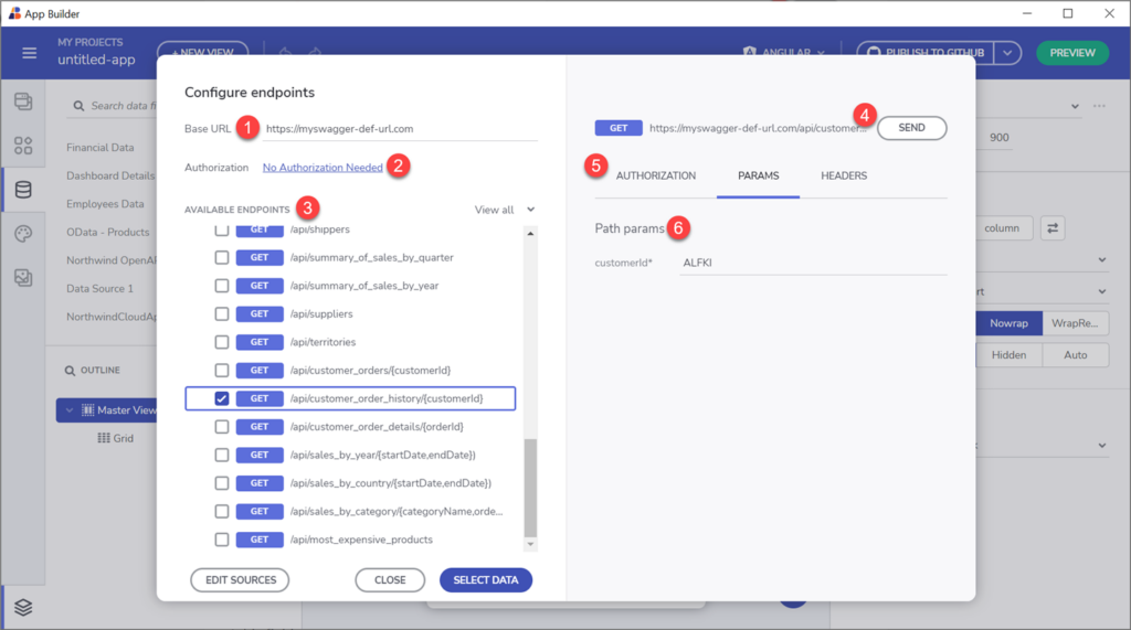 Configure endpoints in App Builder