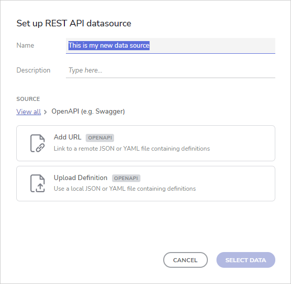Set up REST API datasource
